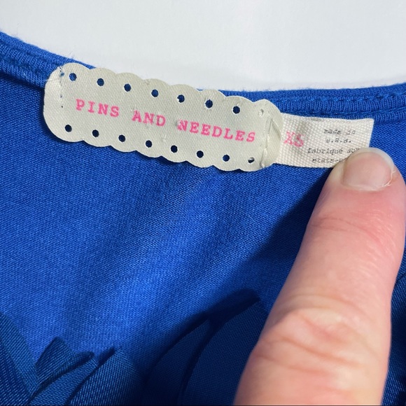 Pins and Needles Blue Ruffle Tank Top 100% Rayon - Picture 4 of 5